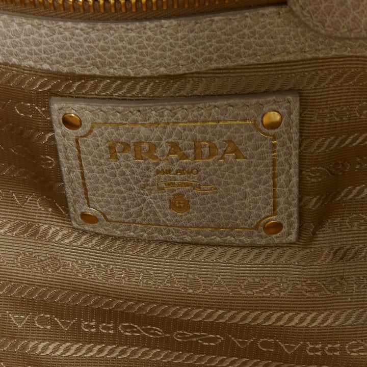 PRADA Canapa Jacquard Logo Cervo Fringe Bowler Corda Talco canvas bag