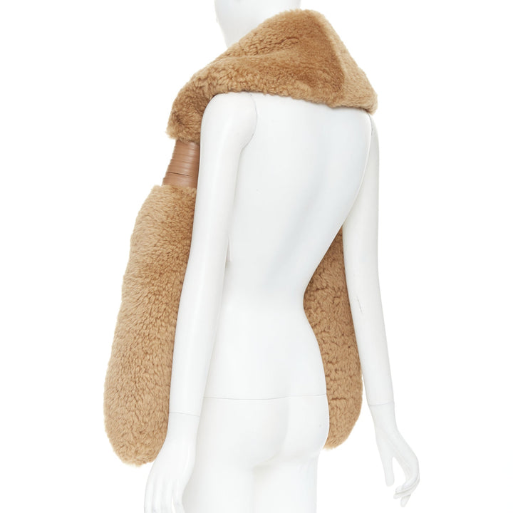 rare BOTTEGA VENETA 2021 Runway icelanding shearling wrap statement stole scarf