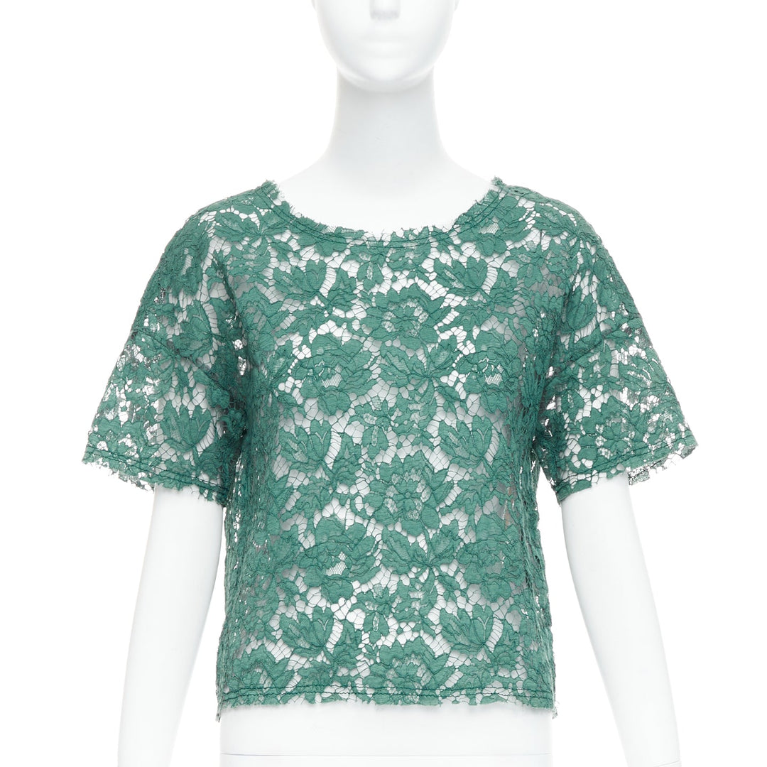 Female mannequin wearing Valentino by Pier Paolo Piccioli Green Cotton Women Top in Size IT38 | Available at JHROP