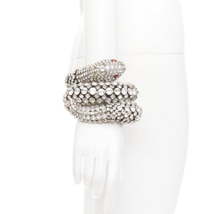 rare IRADJ MOINI hand set clear Swarovski crystal serpent coil wrap bracelet