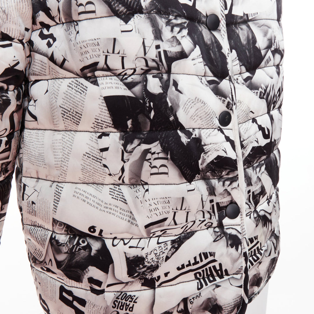 BALENCIAGA Demna 2019 black white magazine tabloid print padded coat FR34 XS