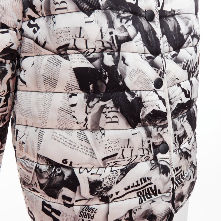 BALENCIAGA Demna 2019 black white magazine tabloid print padded coat FR34 XS