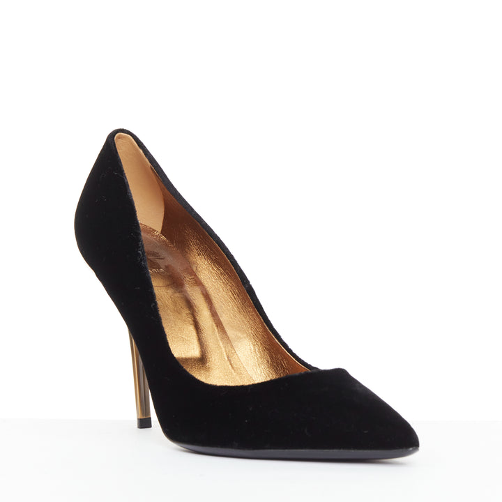 ROGER VIVIER 2018 Decollete Sexy black velvet bronze heel pigalle  pump EU38