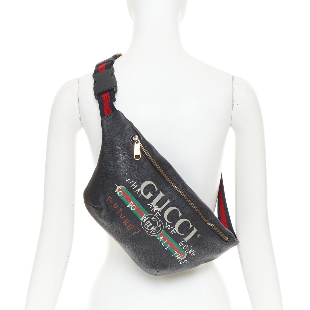 GUCCI Alessandro Michele 2017 Coco Capitan  graffiti print crossbody belt bag