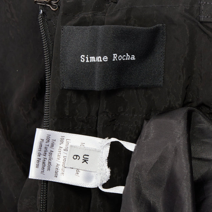 SIMONE ROCHA black cloque paperbag taffeta bubble turkey feather midi skirt UK6
