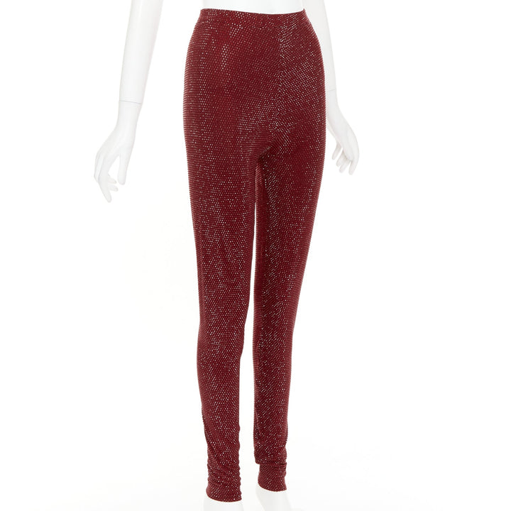 ALEXANDRE VAUTHIER AW2023 Runway Cinnabar red strass crystal legging pants