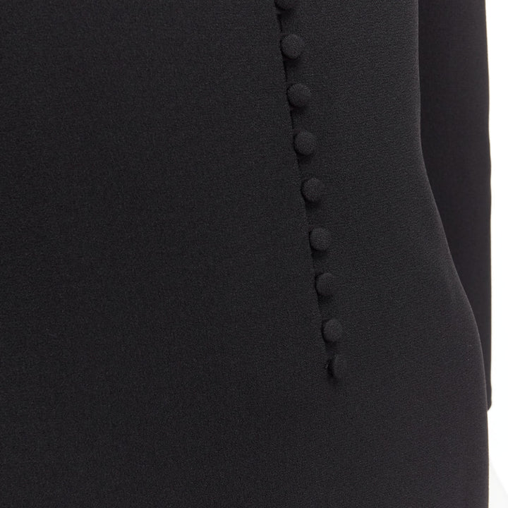SAINT LAURENT 2022 black deep V neck wrapped buttons mini dress FR34 XS
