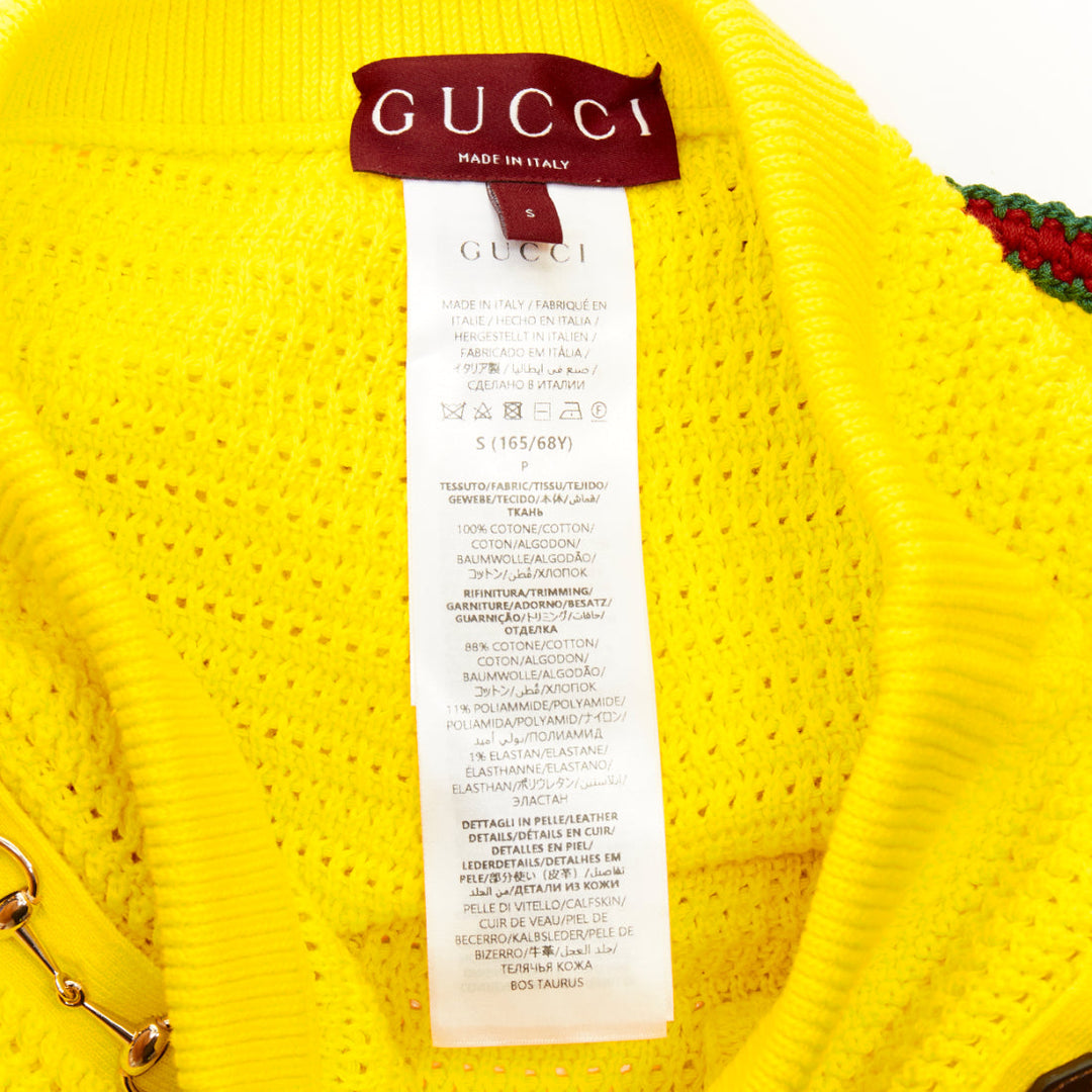 GUCCI 2024 Sabato yellow red green web horsebit cotton crochet knit shorts S