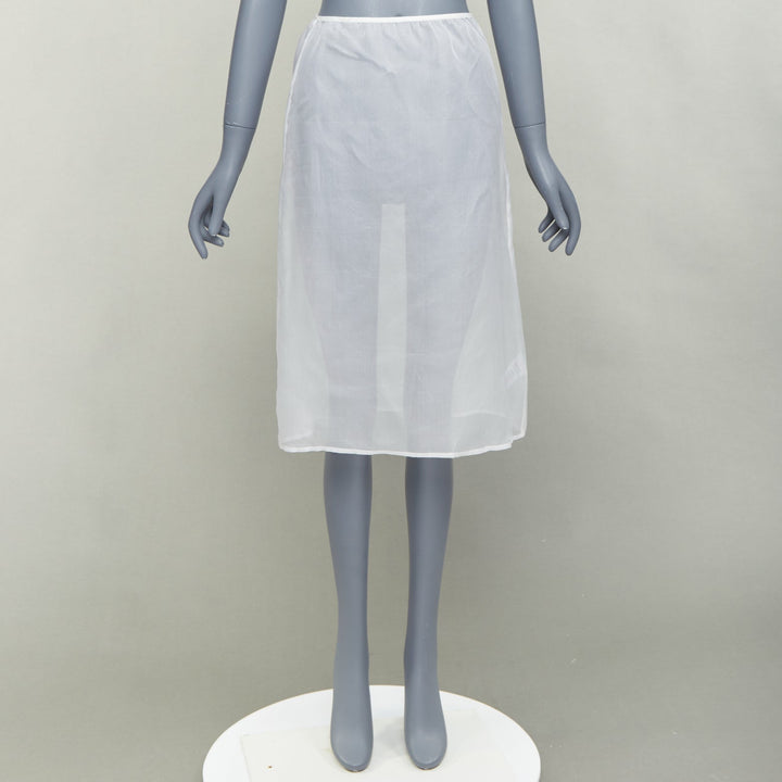 DRIES VAN NOTEN white 100% silk sheer high waisted knee skirt FR34 XS