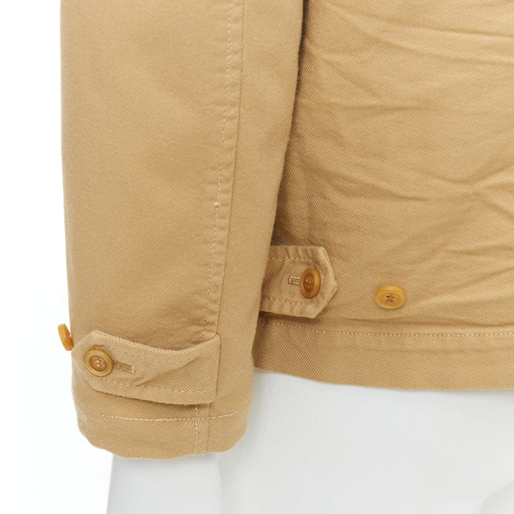 COMME DES GARCONS HOMME khaki crinkle fabric topstitch jacket