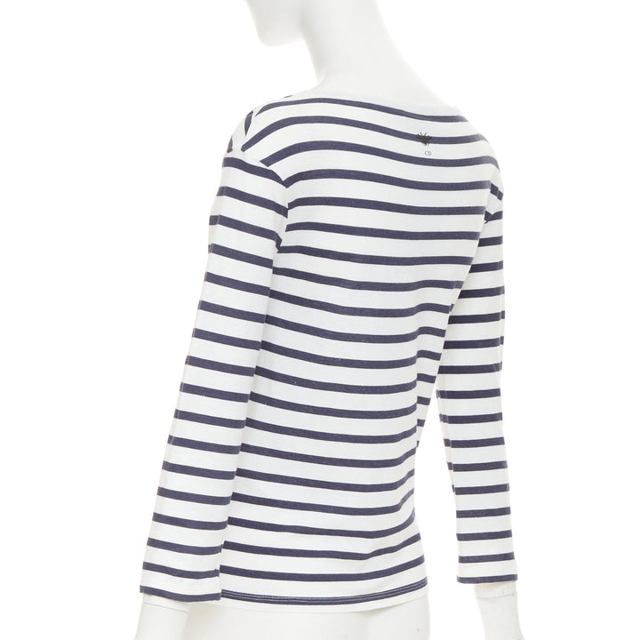 DIOR J'adior Portofino nautical navy white cotton linen mariniere tshirt M