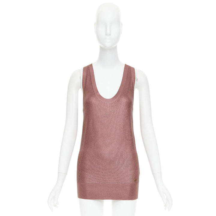 GUCCI metallic copper coated GG logo charm knit mini dress M