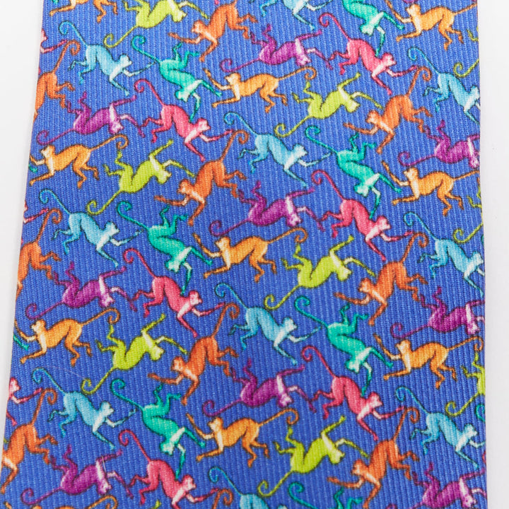 Set of 2 BVLGARI yellow floral ETRO blue monkey print silk neck tie