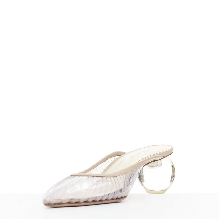 CULT GAIA Alia clear PVC bauble heel vinyl nude leather trim mules EU35