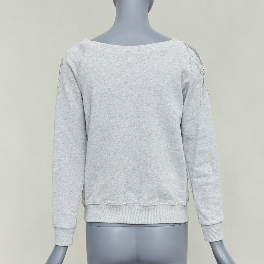SAINT LAURENT 2013 Hedi Slimane grey silver chain cold shoulder sweater XS