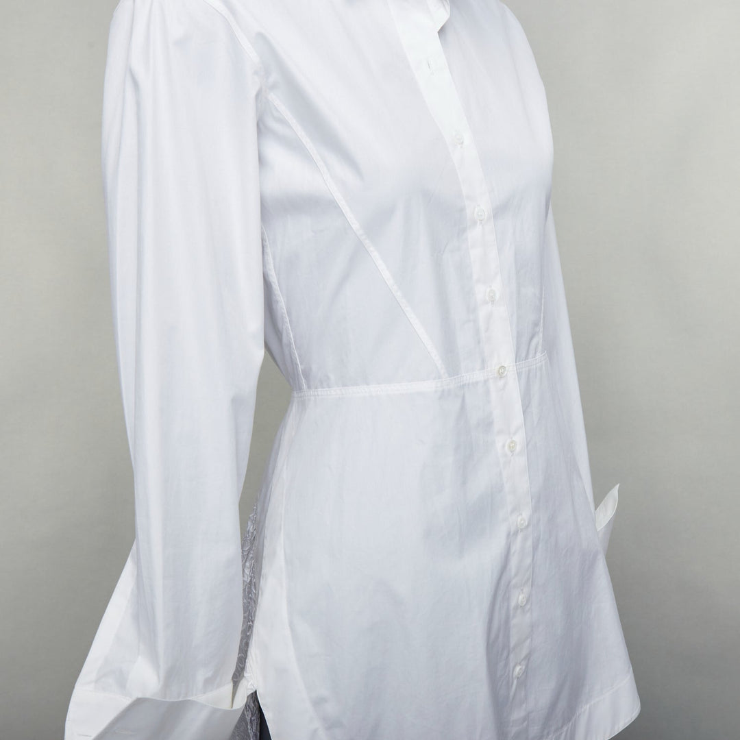ALAIA white cotton contoured seam peplum hi low shirt FR36 S