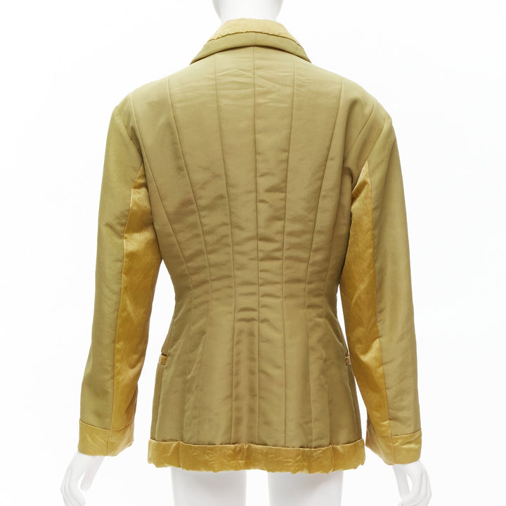 ISSEY MIYAKE Vintage 1980s khaki brown contrast 3D cut collar insert jacket M