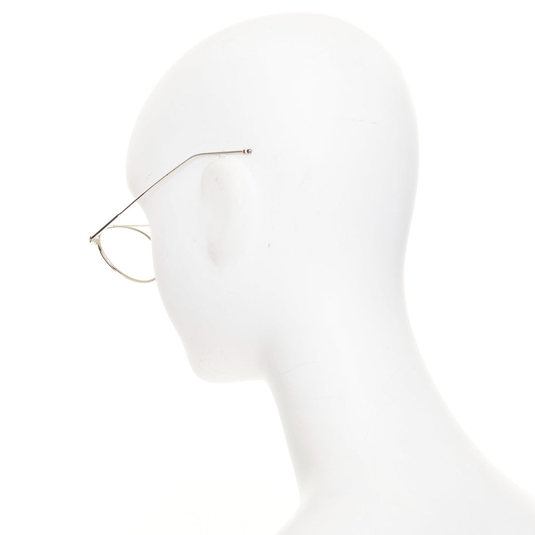 THOM BROWNE 18-101-A-SLV-49 silver metal red blue clear round optical glasses