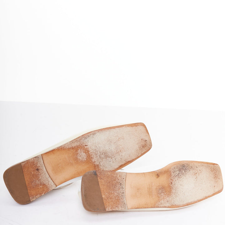 JIL SANDER beige white two tone leather ankle ring ballet flats EU35