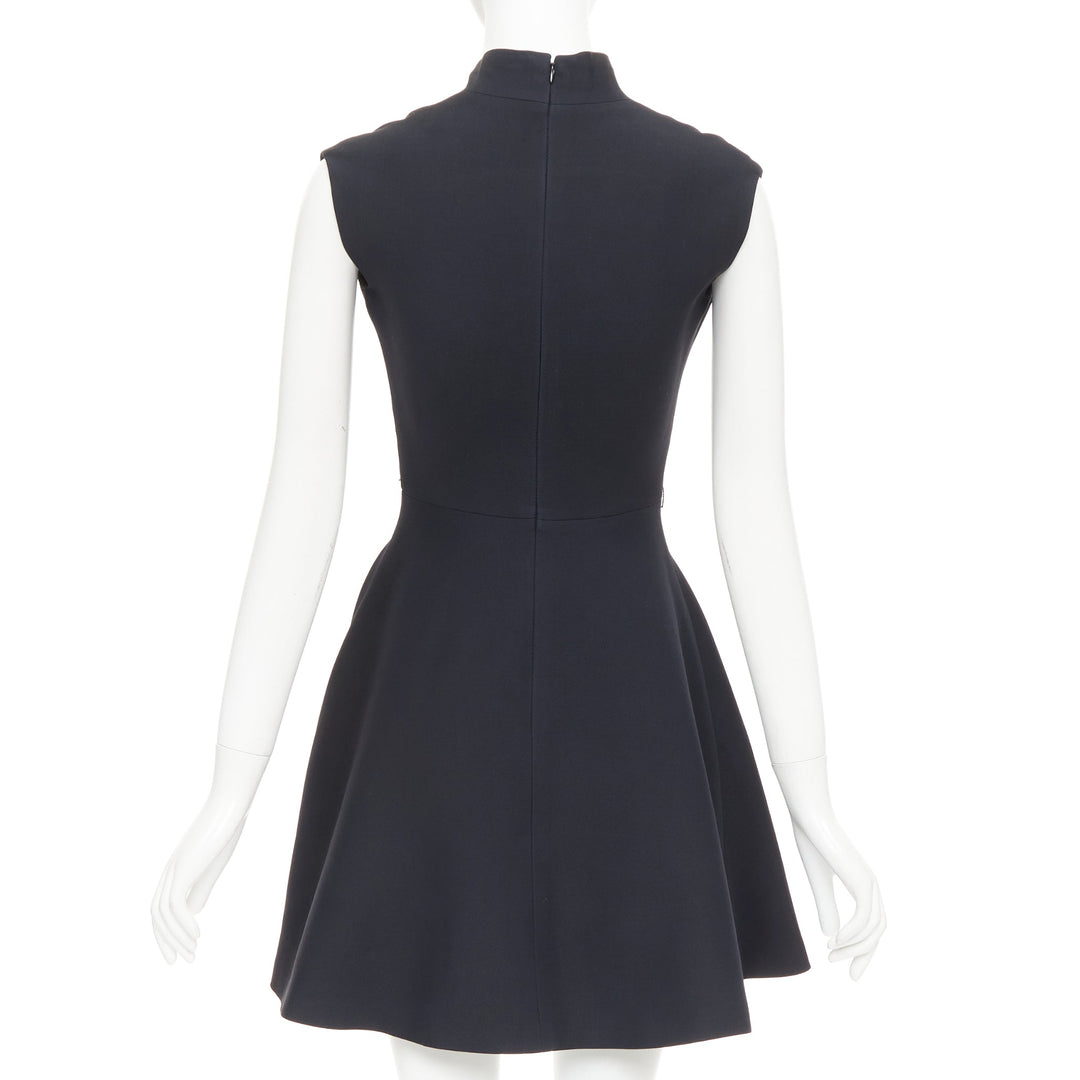 CHRISTIAN DIOR 2015 Raf Simons black structured collar cross front dress FR34 X