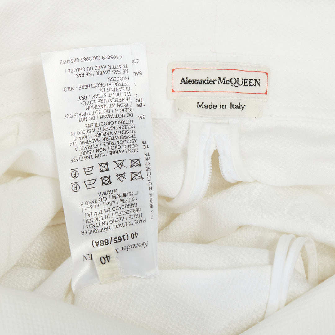 ALEXANDER MCQUEEN white cotton puff sleeves exaggerated collared dress IT40 S