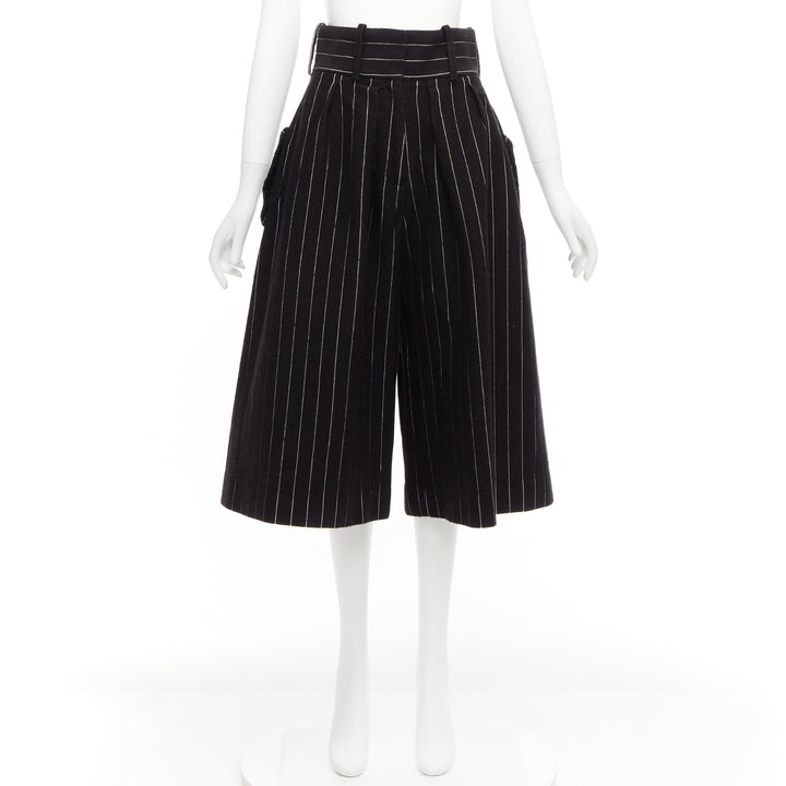 JW ANDERSON black white wool blend pinstripe wide leg culotte UK6 XS