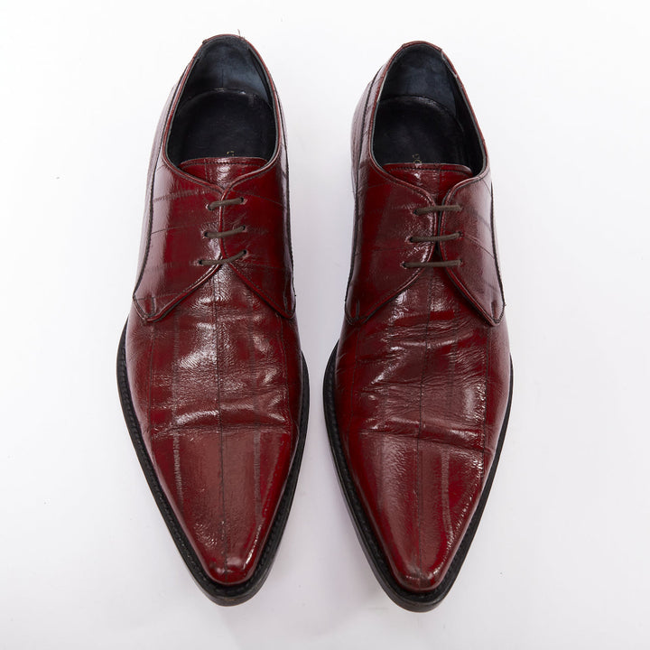 DOLCE GABBANA burgundy leather curled toe brogue shoes UK6 EU40