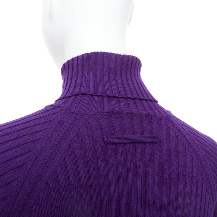 JEAN PAUL GAULTIER Vintage purple black lace up hem turtleneck sweater S