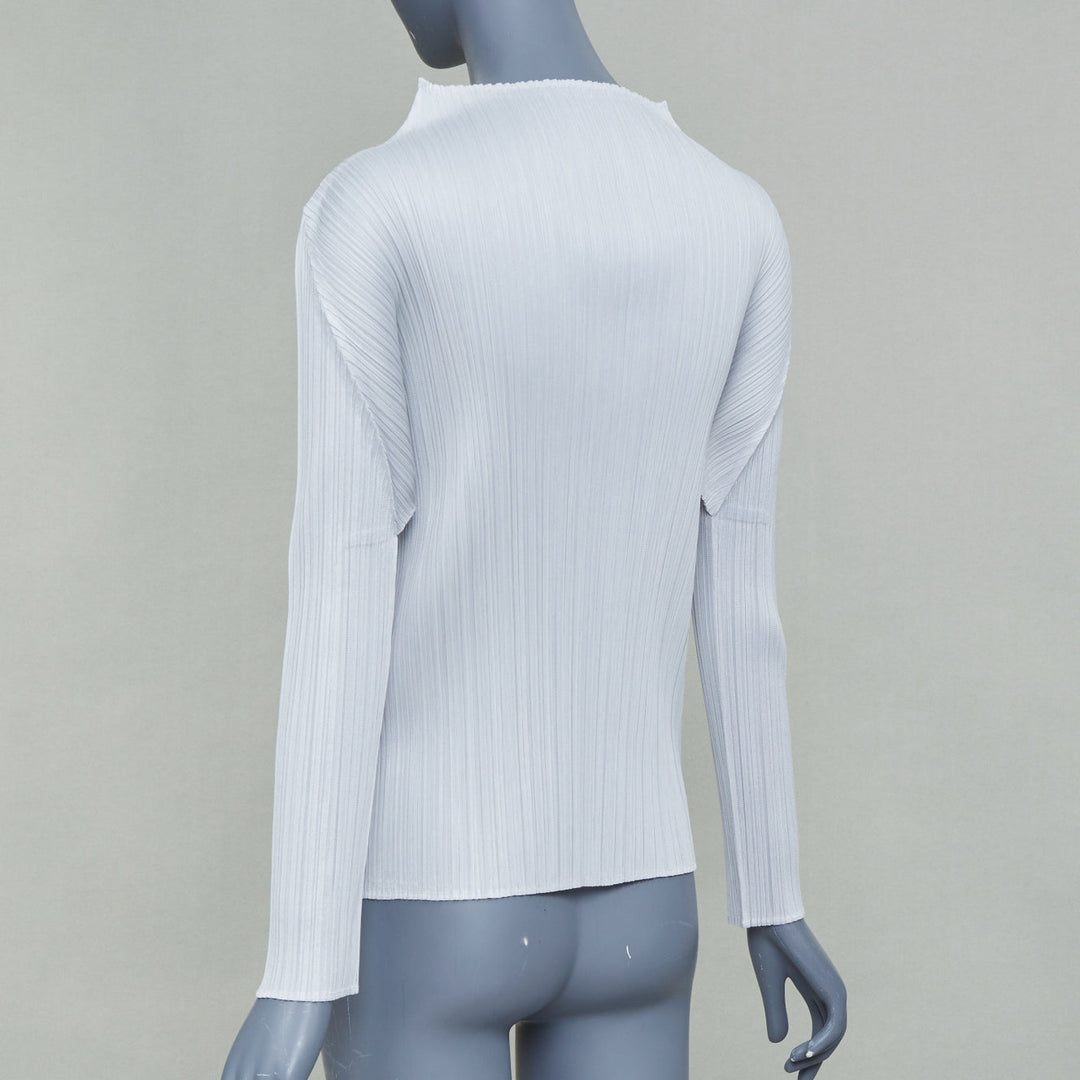 ISSEY MIYAKE Pleats Please grey plisse angular mock neck top JP3 L