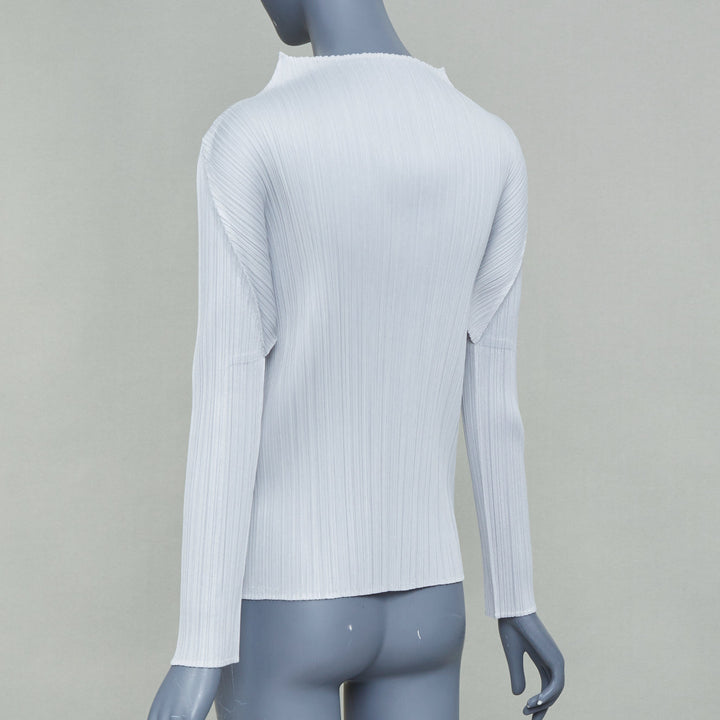ISSEY MIYAKE Pleats Please grey plisse angular mock neck top JP3 L