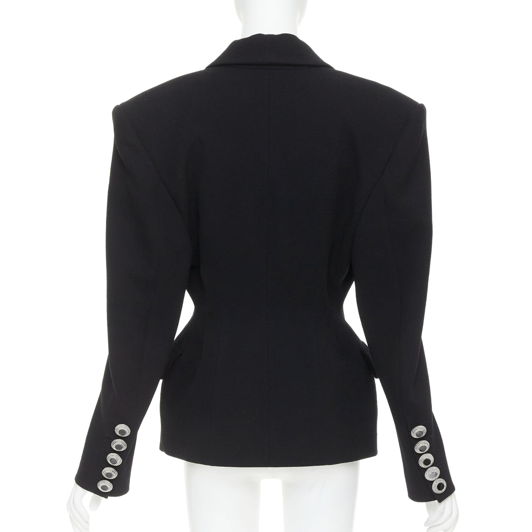 ALEXANDRE VAUTHIER COUTURE 2022 Runway black enamel buttons wasp waist blazer