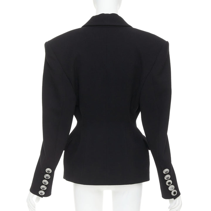 ALEXANDRE VAUTHIER COUTURE 2022 Runway black enamel buttons wasp waist blazer