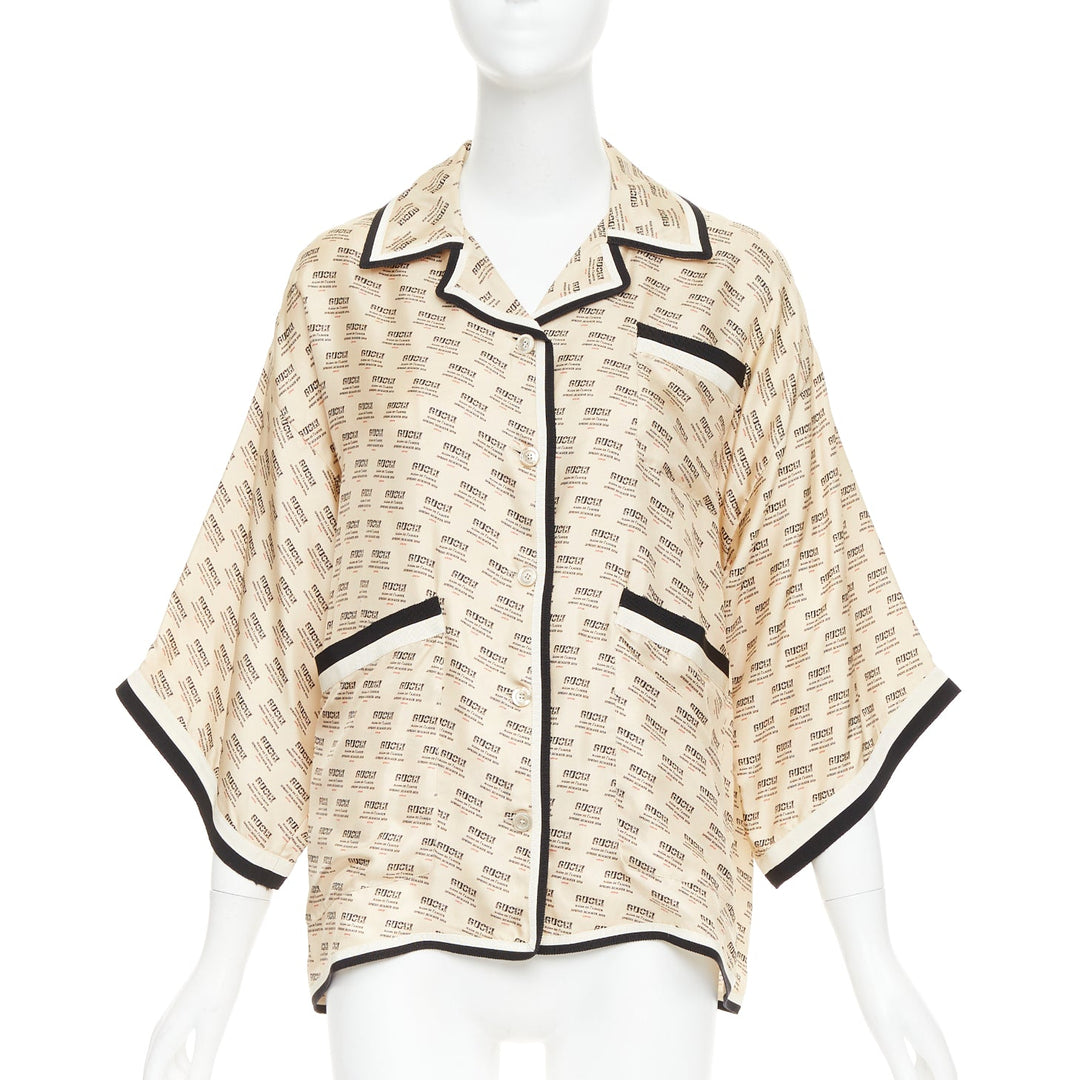 GUCCI GARDEN 2018 Guccify silk beige invite stamp print monogram pajama sh