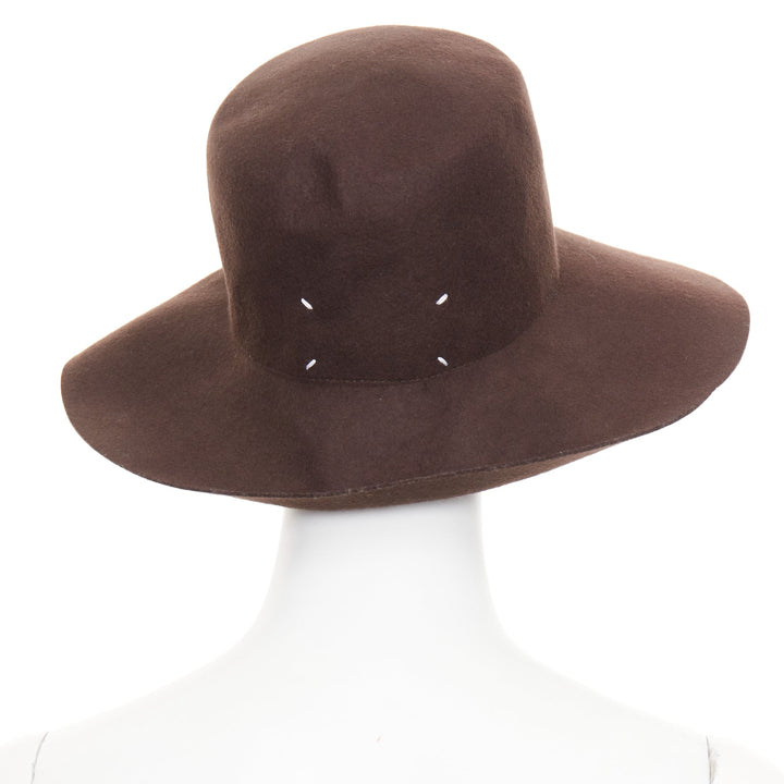 MAISON MARGIELA Line 10 brown wool felt wide brim casual floppy hat L
