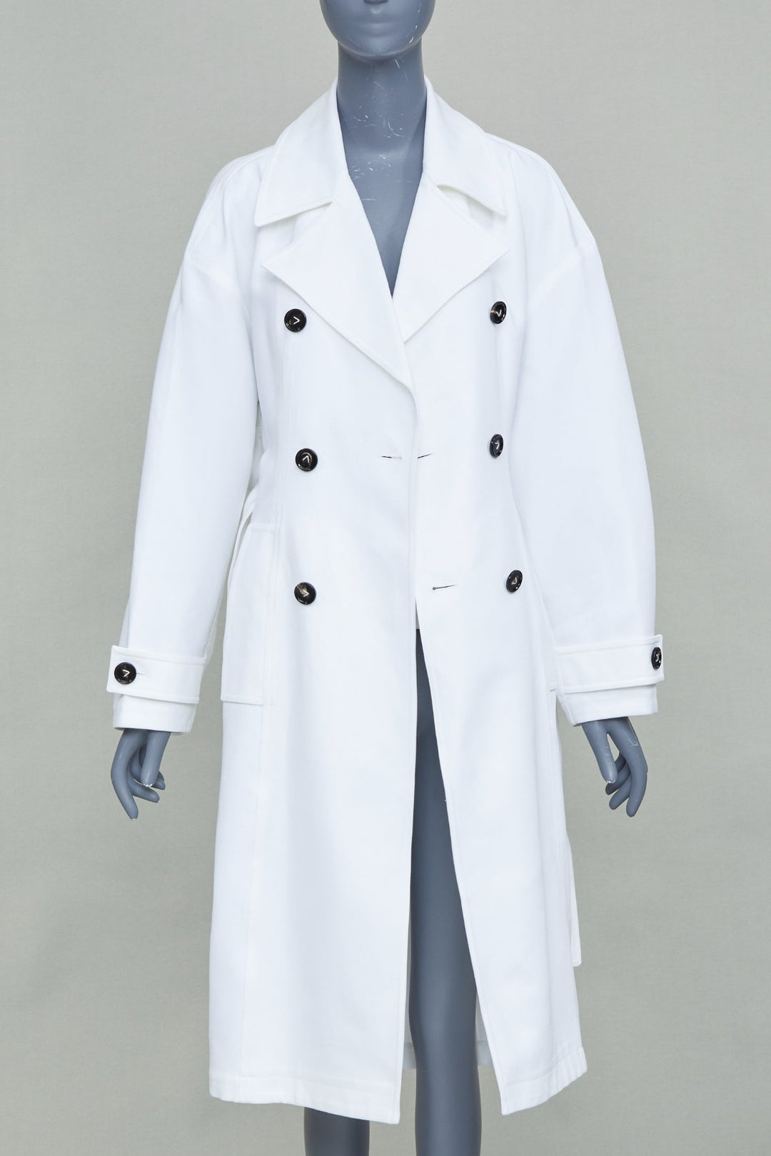 BOTTEGA VENETA Daniel Lee white cotton bubble back trench coat IT36 XXS