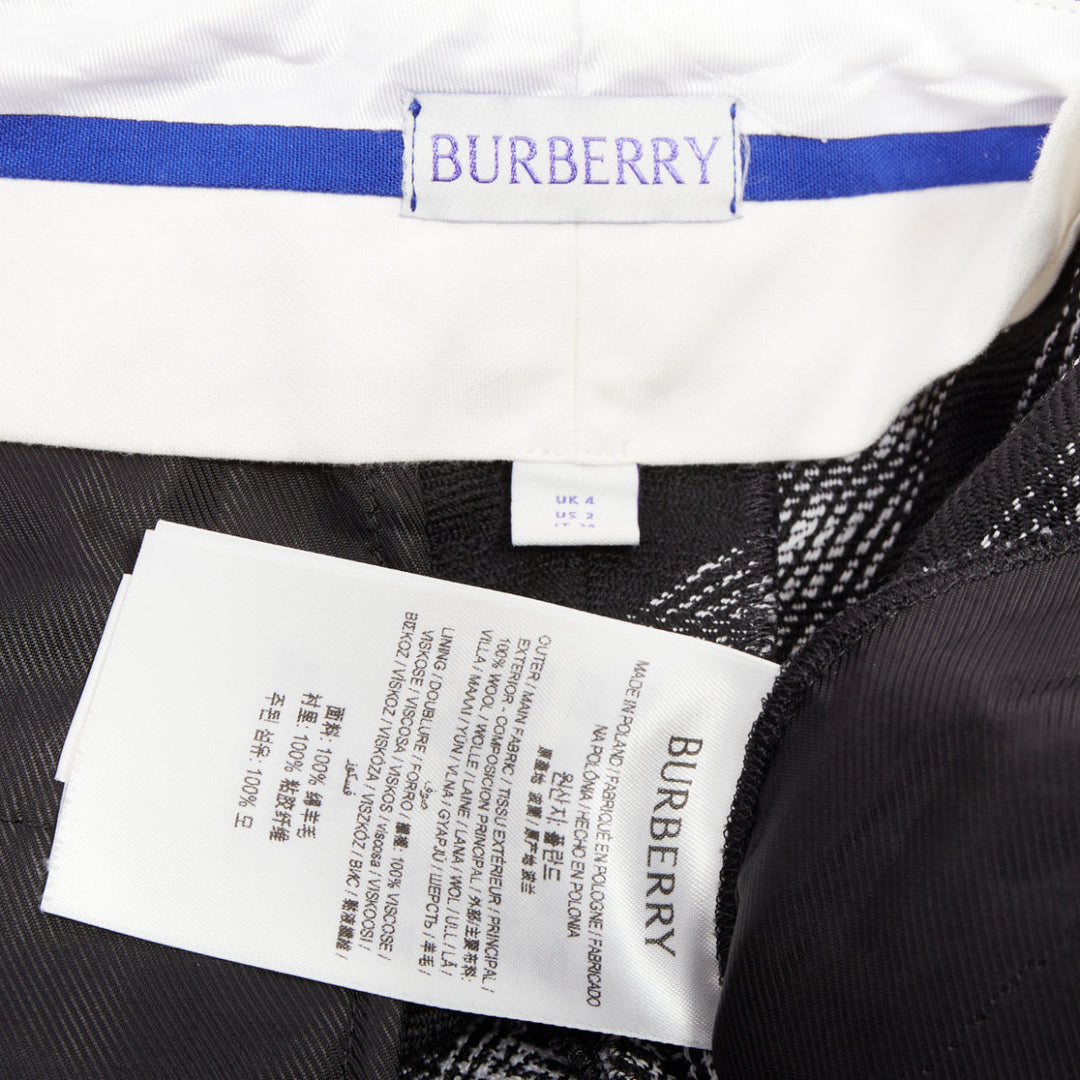 BURBERRY Daniel Lee black grey House check wool wide leg parachute pant IT34 XXS