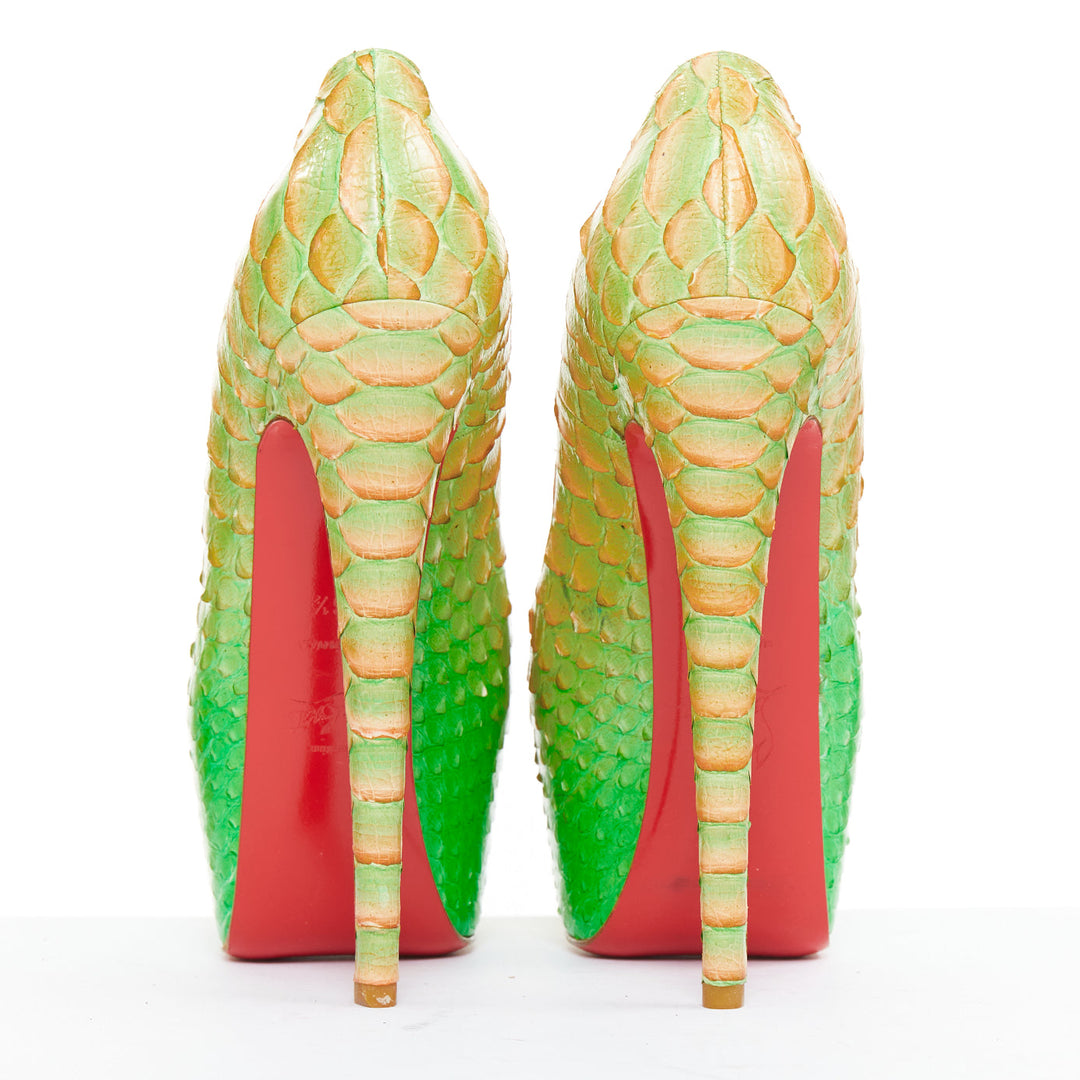 CHRISTIAN LOUBOUTIN Daffodile 160 Menthe ombre green scale platform heels EU36.5