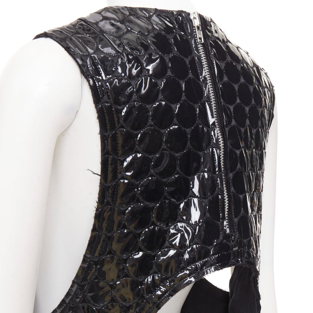 rare COMME DES GARCONS 2019 Runway PVC bubble quilted cutout pannier dress S