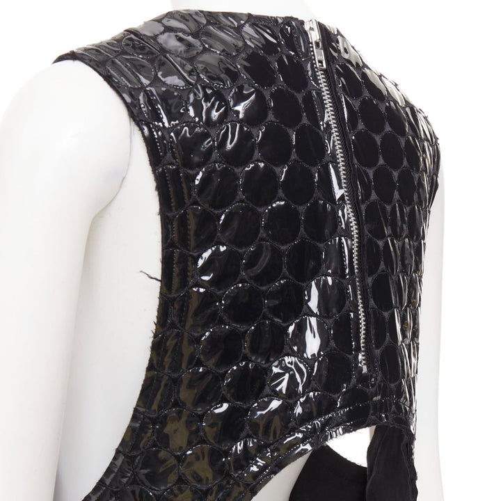 rare COMME DES GARCONS 2019 Runway PVC bubble quilted cutout pannier dress S