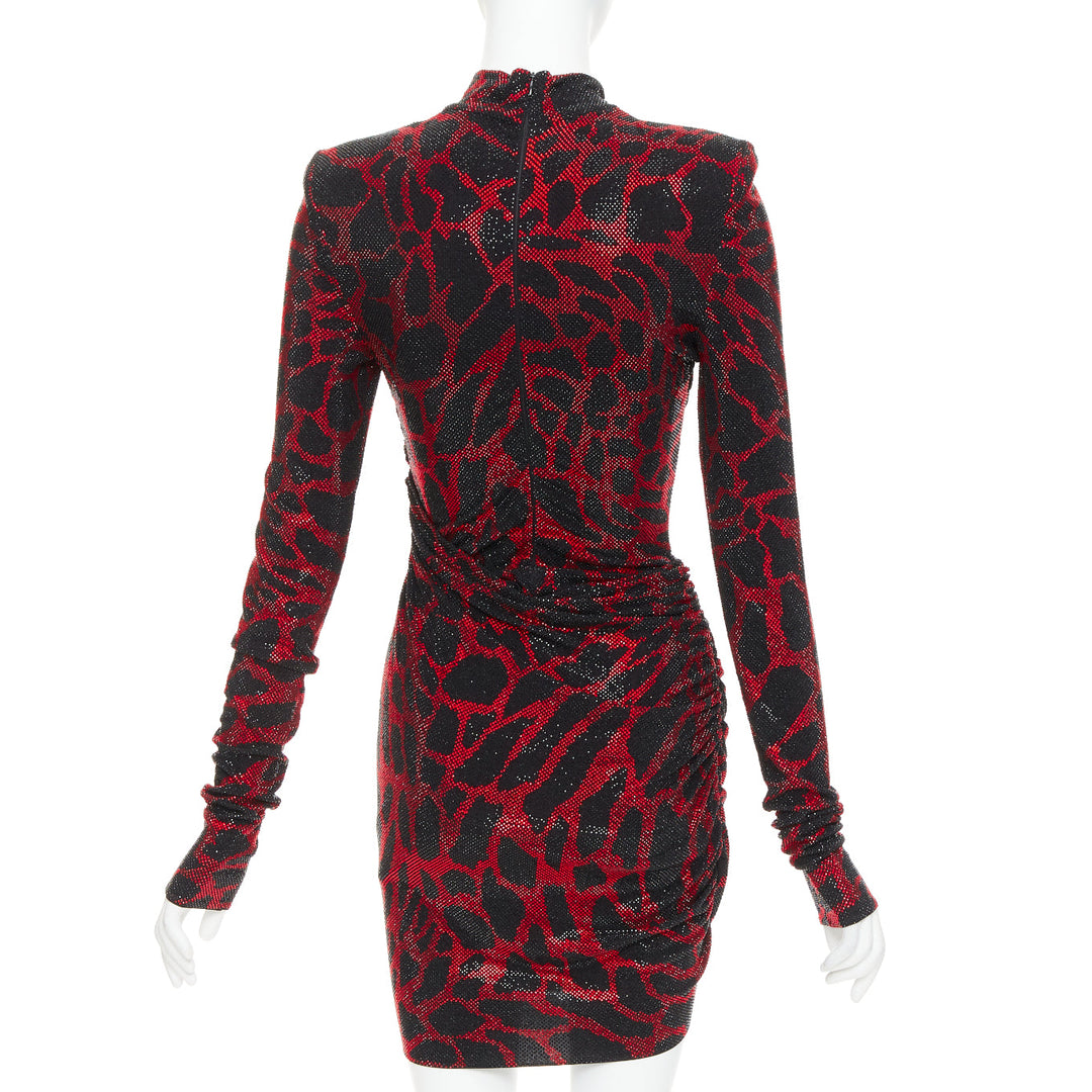 ALEXANDRE VAUTHIER red black Giraffe crystal strass encrusted jersey mini dress