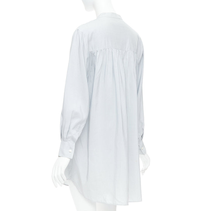 CHRISTIAN DIOR blue 100% silk CD bee embroidery button down shirt dress FR36 S