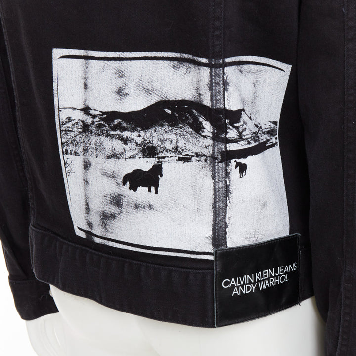 CALVIN KLEIN 205W39NYC Raf Simons Andy Warhol black pop art trucker jacket L