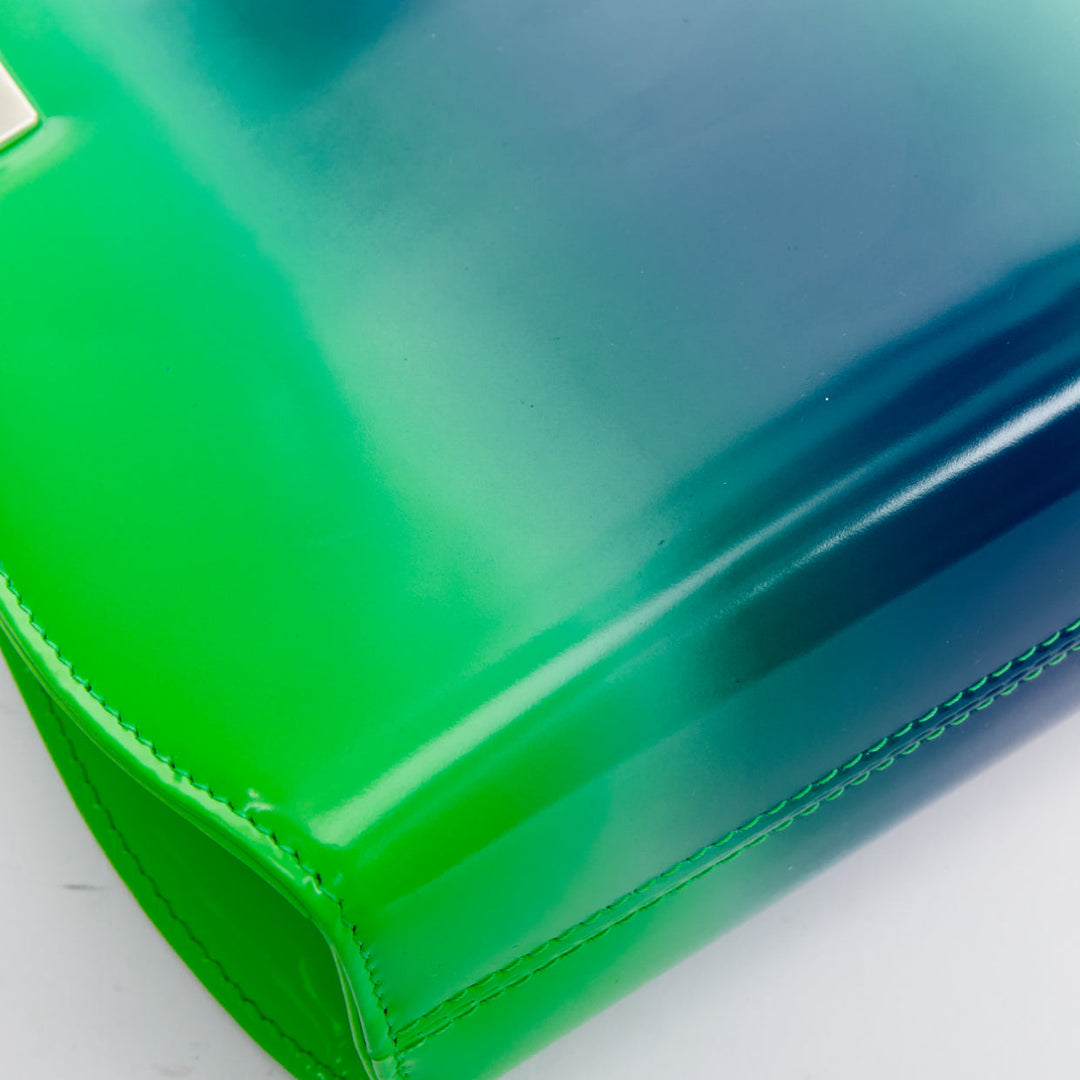 FERRAGAMO Maximilian Davis 2023 Runway Mini Wanda green blue airbrush calf bag