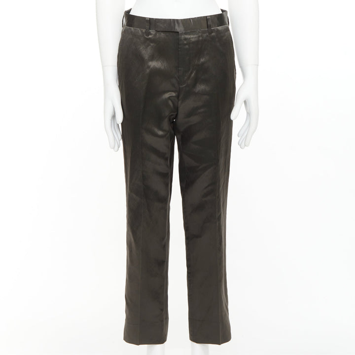 LANVIN bronze cupro blend silky high waist cropped dress wide pants FR46 S