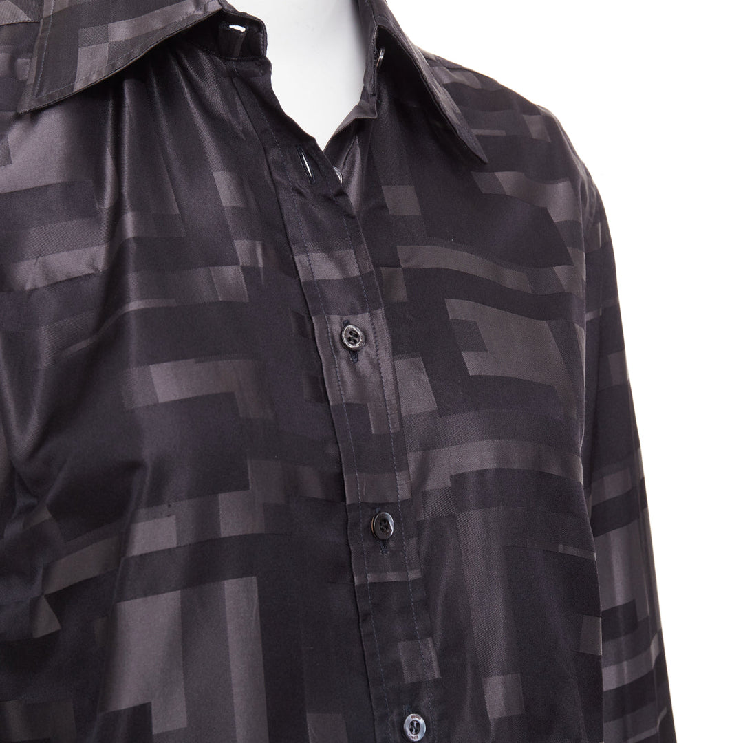 GUCCI SS1998 Tom Ford Vintage black grey geometric Square jacquard shirt IT38 XS