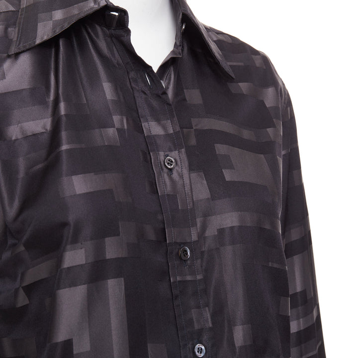 GUCCI SS1998 Tom Ford Vintage black grey geometric Square jacquard shirt IT38 XS