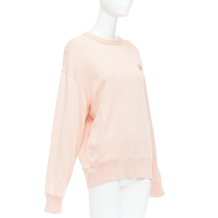 ACNE STUDIOS Fairah Face pink smiley square cotton pullover sweatshirt XS