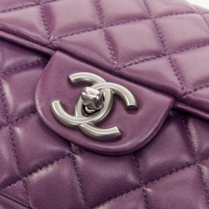 CHANEL 2008 Vintage Double Flap eggplant purple quilted lambskin bag
