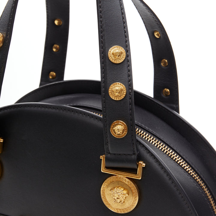 VERSACE 2018 Tribute 1992 gold Medusa stud bondage bowling shoulder bag