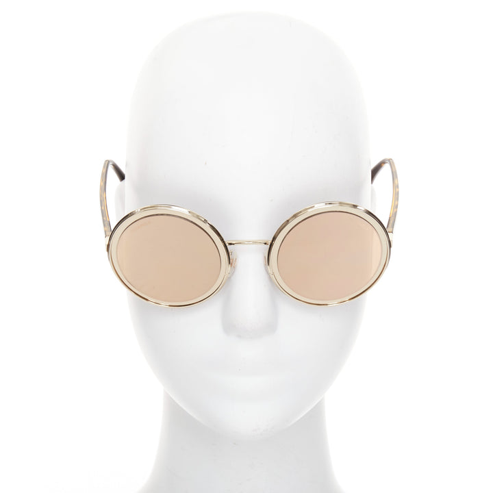 CHANEL 4226 gold-tone round mirrored lens resin temple sunglasses